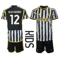 Billiga Juventus Alex Sandro #12 Barnkläder Hemma fotbollskläder till baby 2023-24 Kortärmad (+ Korta byxor)